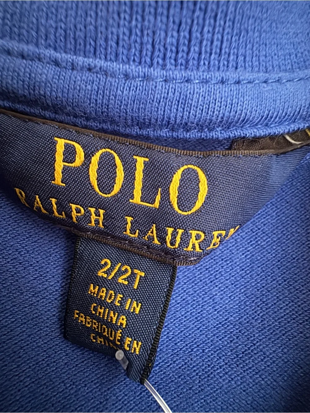 Ralph Lauren Polo Dress Girls 2T Blue Ruffle Hem Side Short Sleeve Cotton